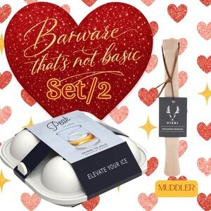 Barware Set | Viski Muddler + Peak Ice Sphere Mold | New